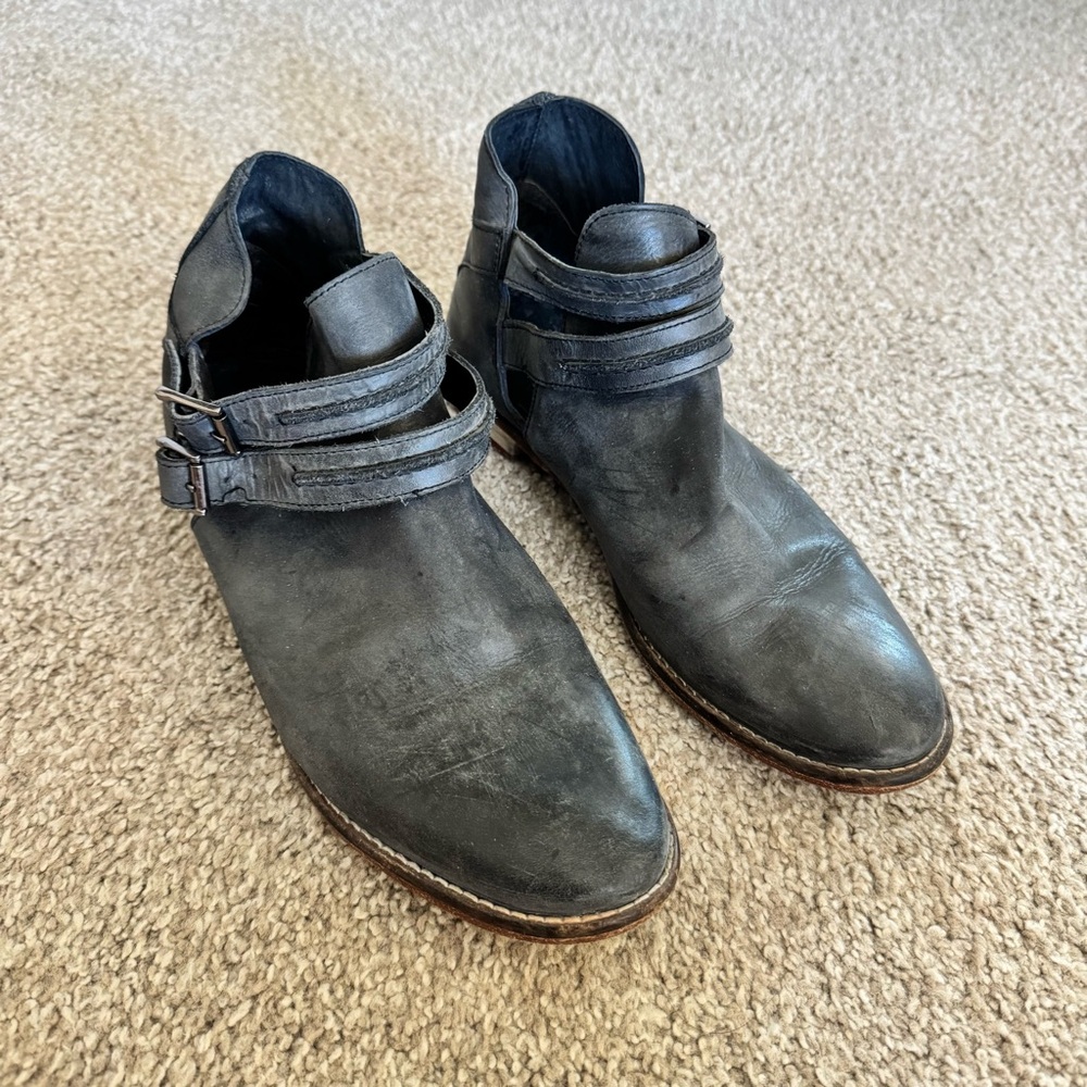 Free People Distressed Black Leather Shoes